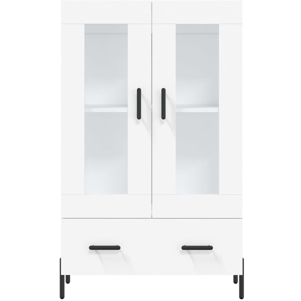 vidaXL 2 Glass Door 2 Drawer White Highboard Image 6