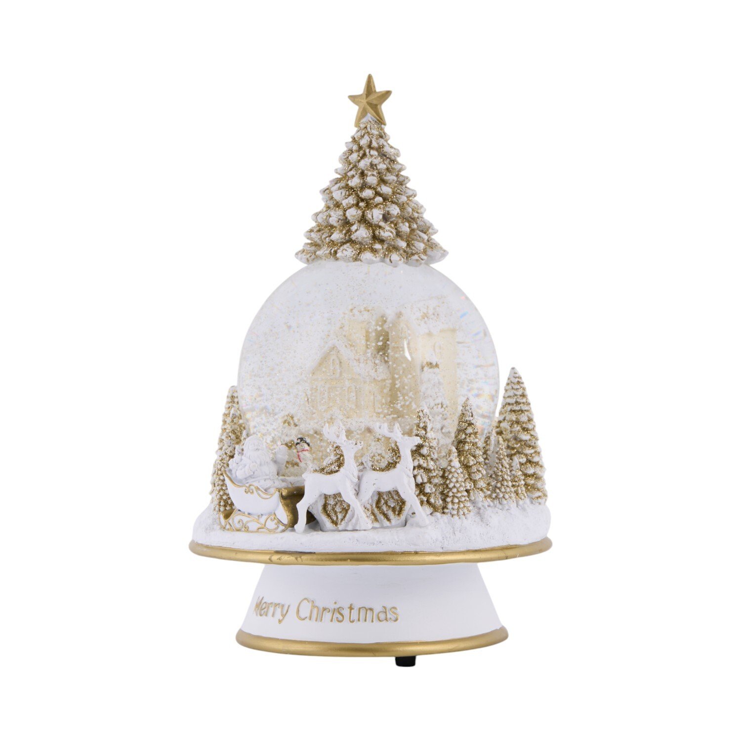 Musical Winter Scene Snow GlobeWhite and Gold Image 5