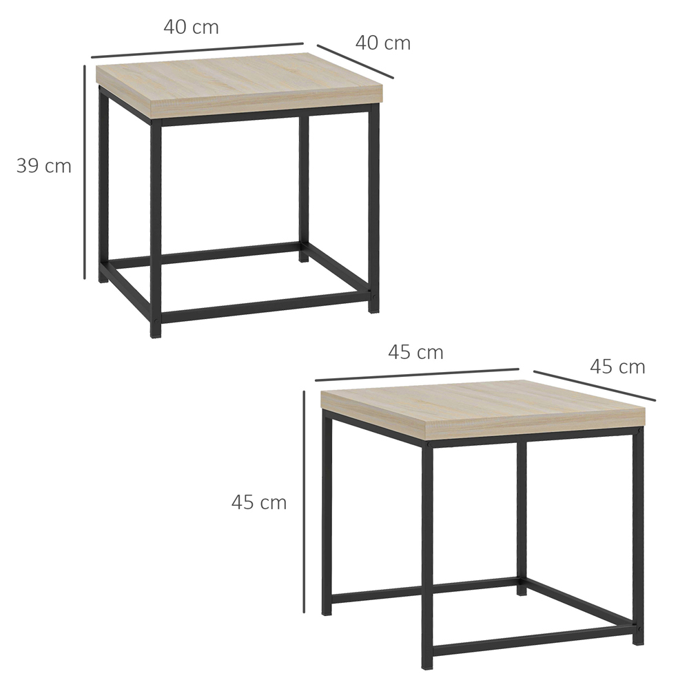 HOMCOM Oak Nesting Coffee Table Set of 2 Image 9