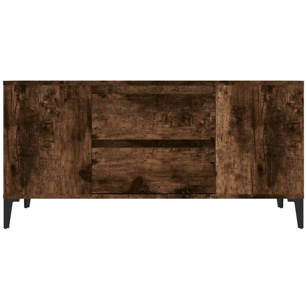 vidaXL 2 Door 4 Open Shelf Smoked Oak TV Cabinet with Metal Legs Image 5