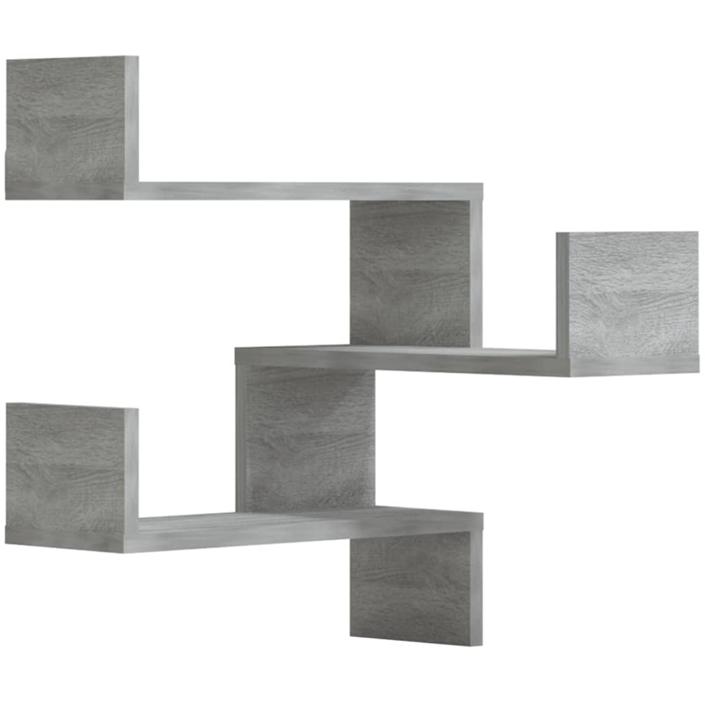 vidaXL 3-Tier Grey Corner Wall Shelf 2 Pack Image 1