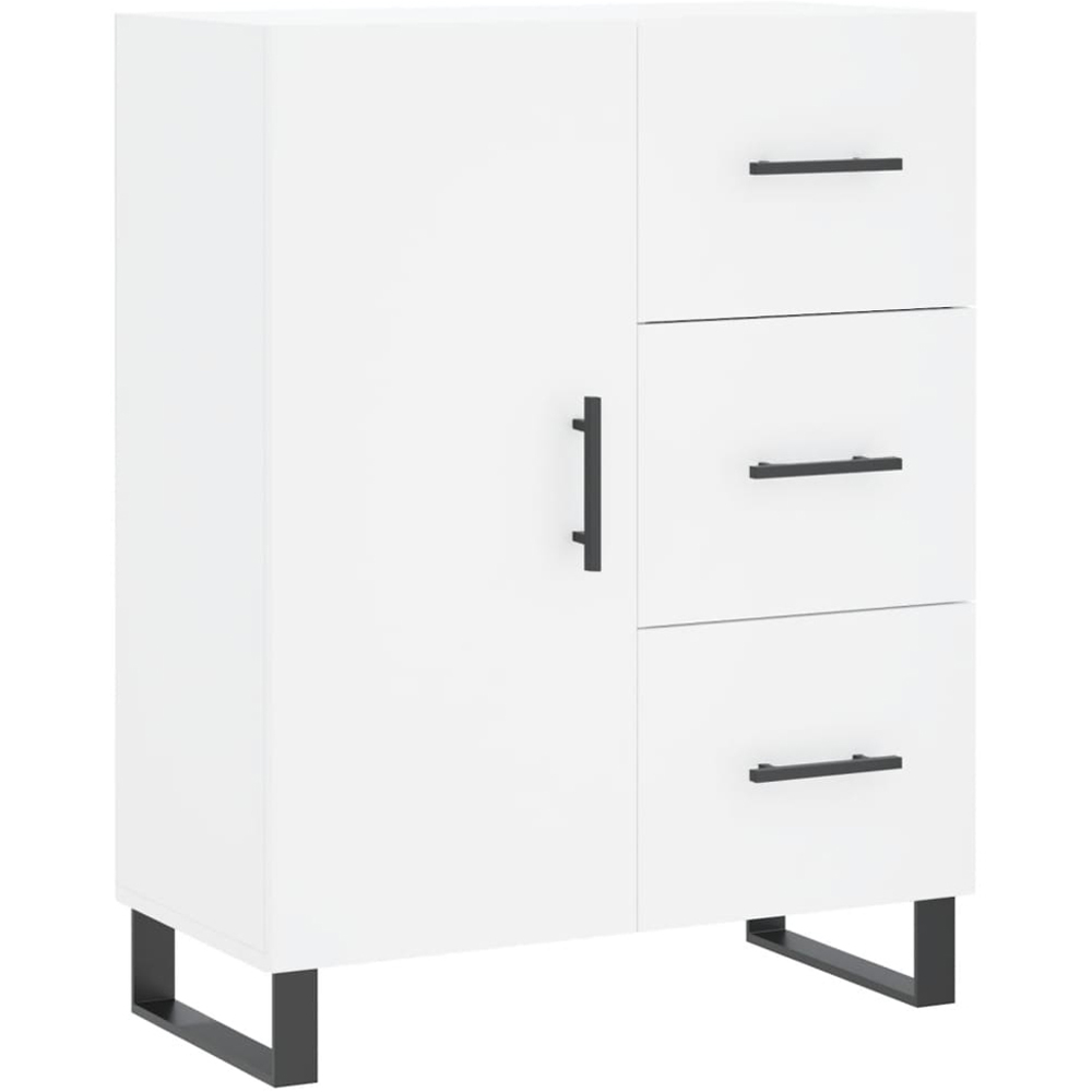 vidaXL Single Door 3 Drawer White Sideboard Image 2