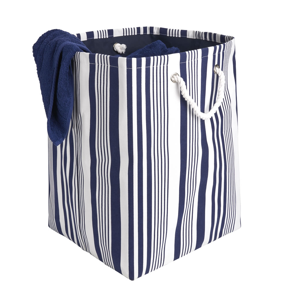 Wilko Blue and White Striped Laundry Bag Image 3