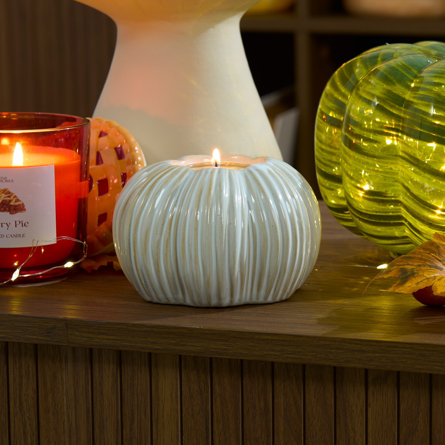 Ceramic Pumpkin Tealight Holder Image 2
