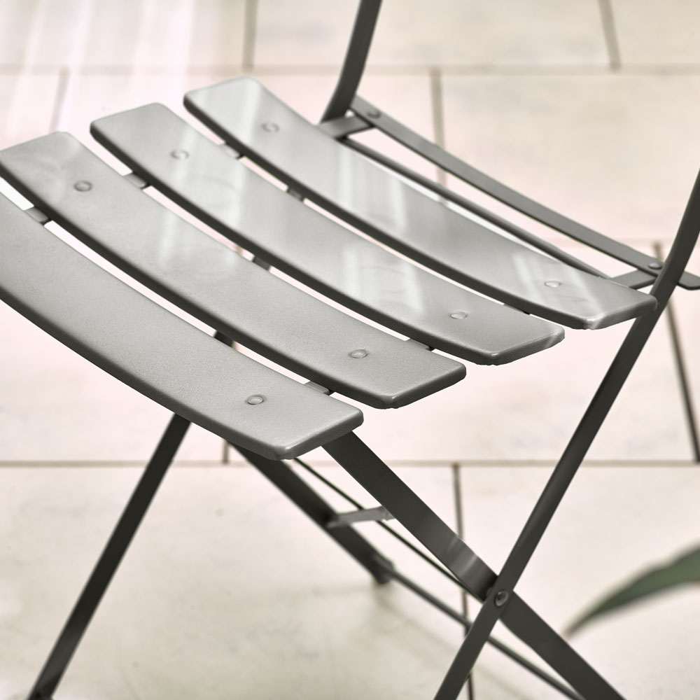 Furniturebox Cruz Grey Metal 2 Seater Outdoor Bistro Set Image 5
