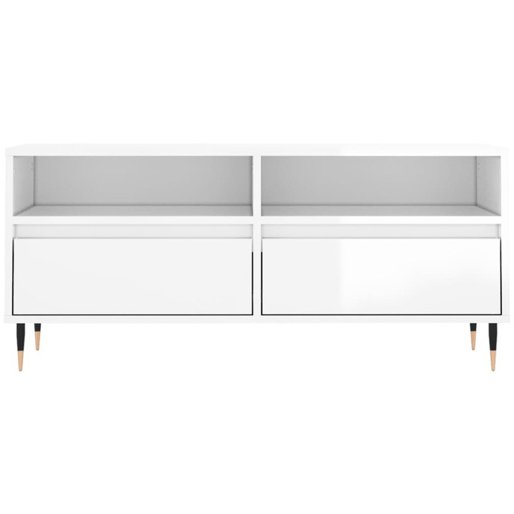vidaXL 2 Drawer 2 Shelf High Gloss White TV Cabinet Image 5