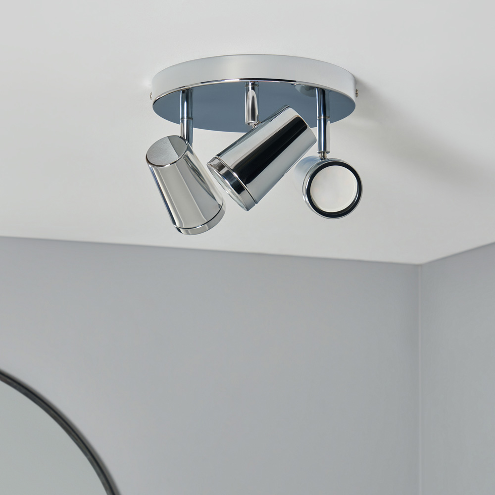 Spa Flora Chrome 3 Light IP44 Flush Ceiling Plate Image 6