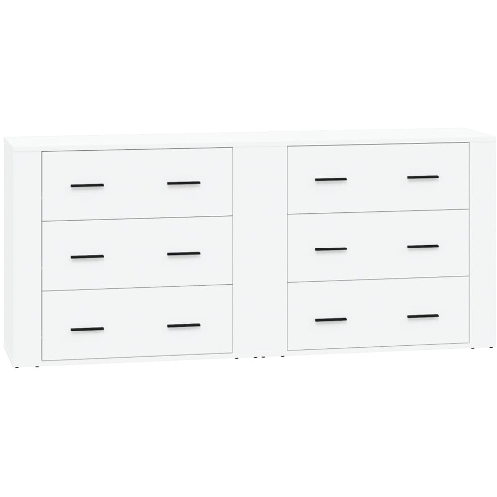 vidaXL 3 Drawer White Sideboard Set of 2 Image 2