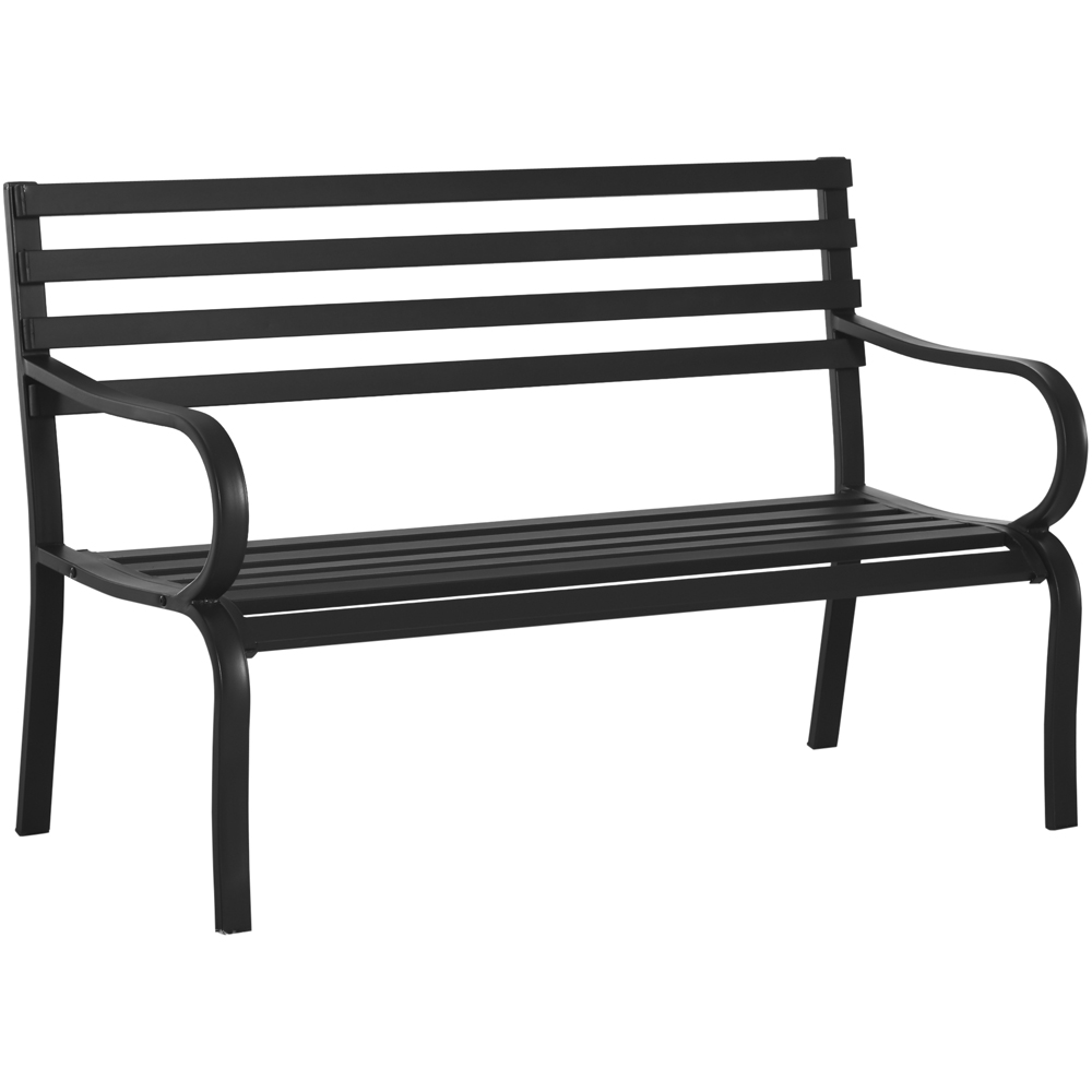 Outsunny 2 Seater Black Metal Garden Bench Image 2