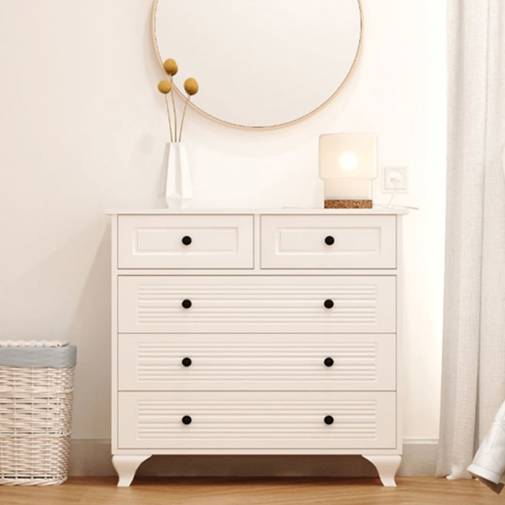 Evu Elise 5 Drawer White Chest of Drawers Image 3