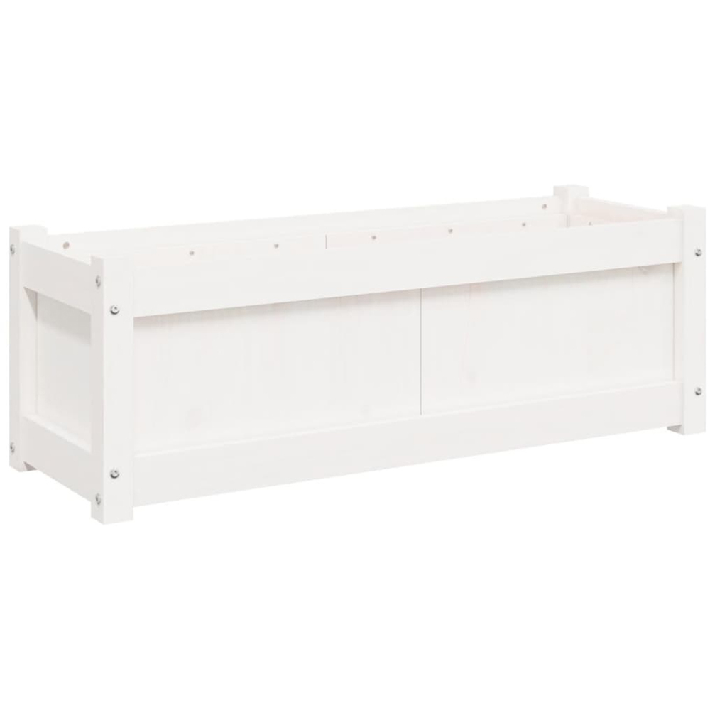 vidaXL White Solid Pine Wood Garden Planter 90 x 31 x 31cm Image 1