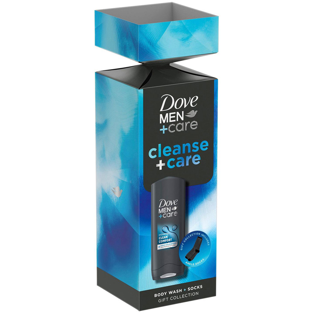 Dove Men+Care Cleanse Bodywash and Socks Gift Set 4 Pack Image 4
