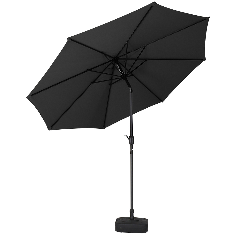 Living and Home Black Round Crank Tilt Parasol with Square Base 3m Image 1
