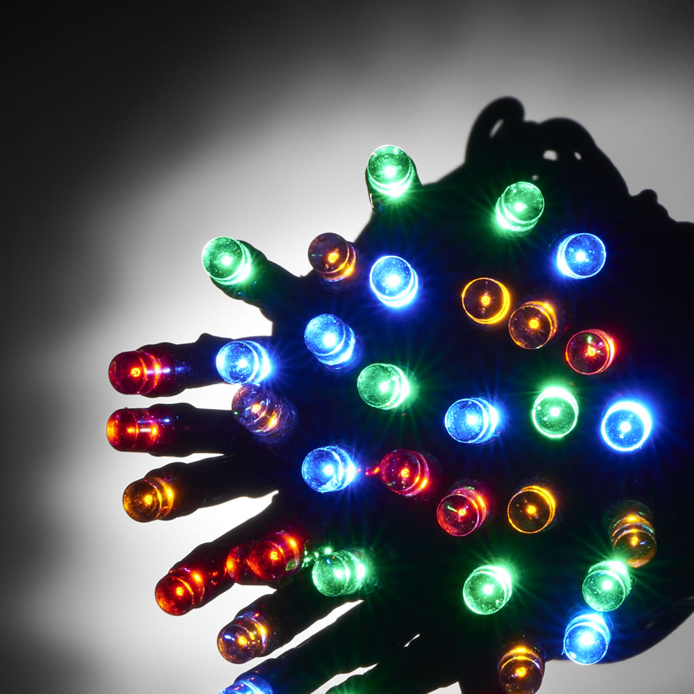 Wilko 300 Multicoloured Multifunctional LED       Christmas Lights with Black Cable Image 1