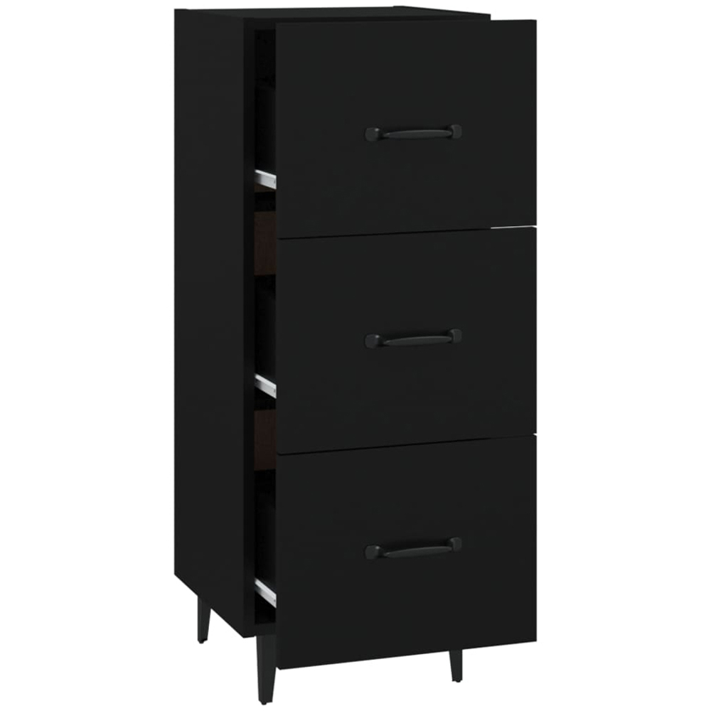 vidaXL 3 Drawer Black Wooden Sideboard Image 3