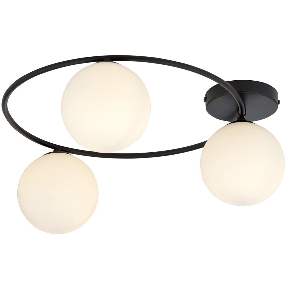Emibig Sopra 3 Light White Shade Black E14 Ceiling Light Image 3