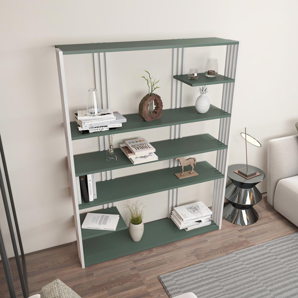 Decorotika Jeni 6 Shelf Green and White Bookcase Image 4