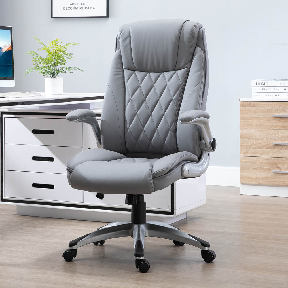 Portland Grey PU Leather Swivel Executive Office Chair Image 1