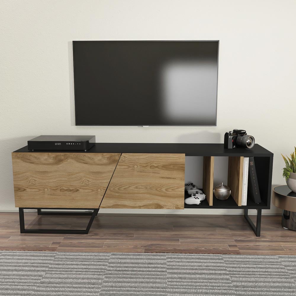 Decorotika Linossa 3 Shelf Black and Oud Marble TV Unit Image 4