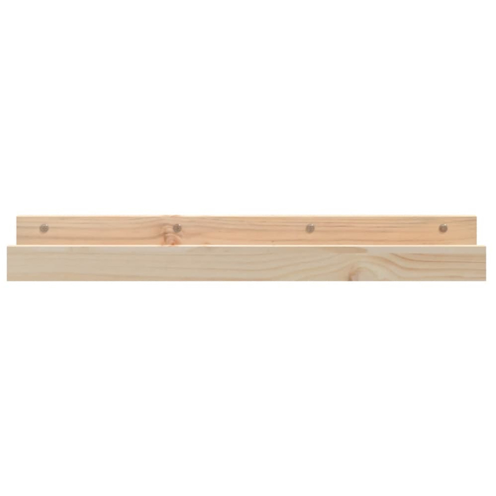 vidaXL 80cm Set of 2 Natural Solid Pine Wood Floating Wall Shelf Image 3