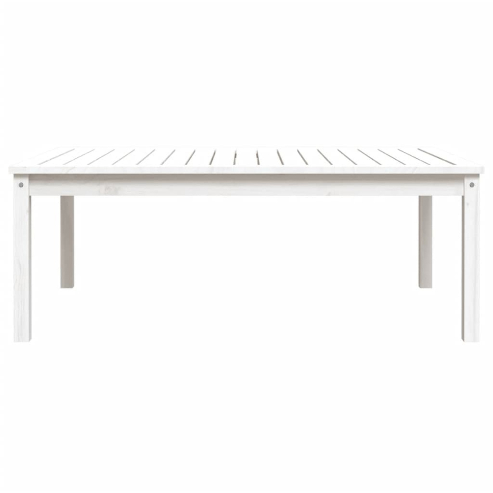 vidaXL White Solid Pine Wood Slatted Garden Table 121 x 82.5cm Image 3