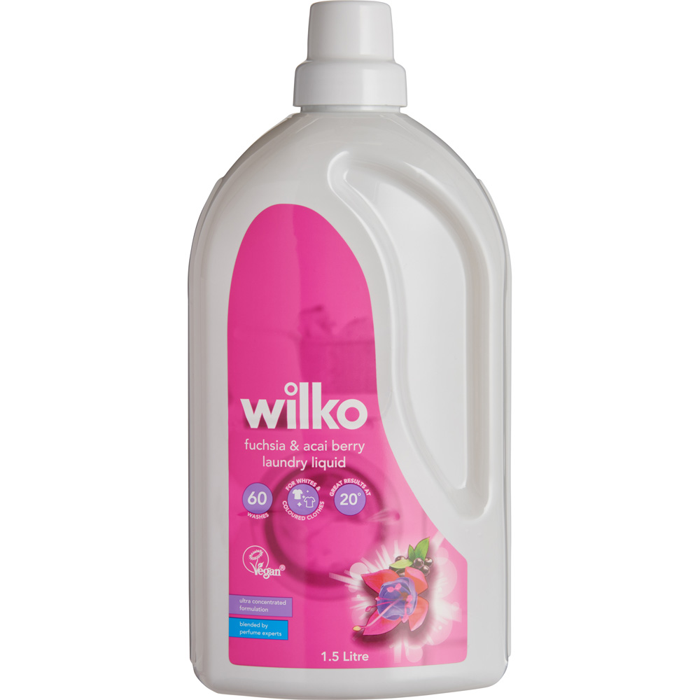 Wilko Biological Fuchsia and Acai Berry Laundry Liquid 60 Washes 1.5L Image 1