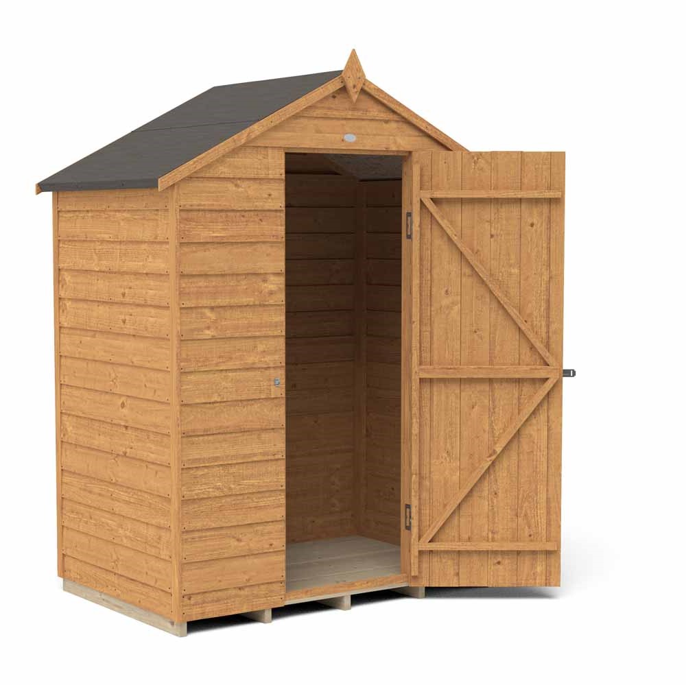 Forest Garden 5 x 3ft Windowless Overlap Dip Treated Apex Garden Shed Image 1