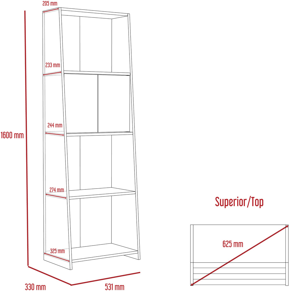 Dallas 2 Door 4 Shelf White and Carbon Grey Bookcase Image 5