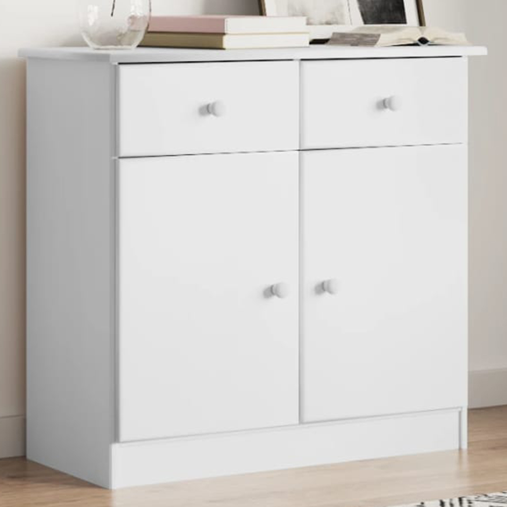 vidaXL Alta 2 Door 2 Drawer White Solid Pine Wood Sideboard Image 1