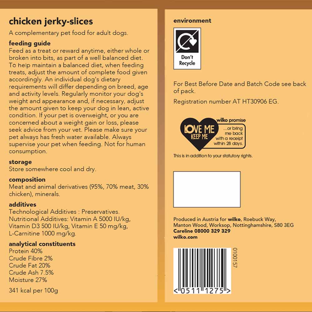 Wilko Chicken Jerky Slices Dog Treats 70g Image 2