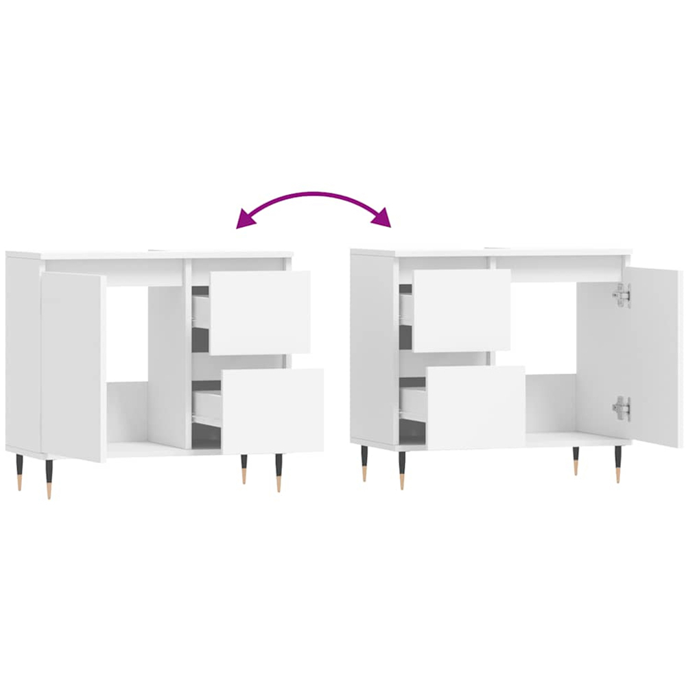 vidaXL Single Door 2 Drawer White Bathroom Cabinet Image 9