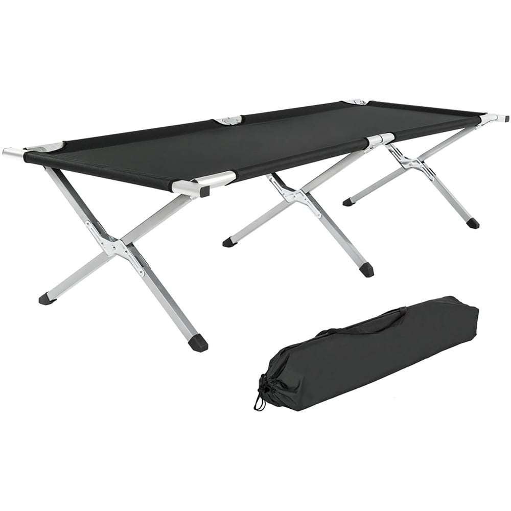 tectake Black Aluminium Camping Beds 4 Pack Image 1