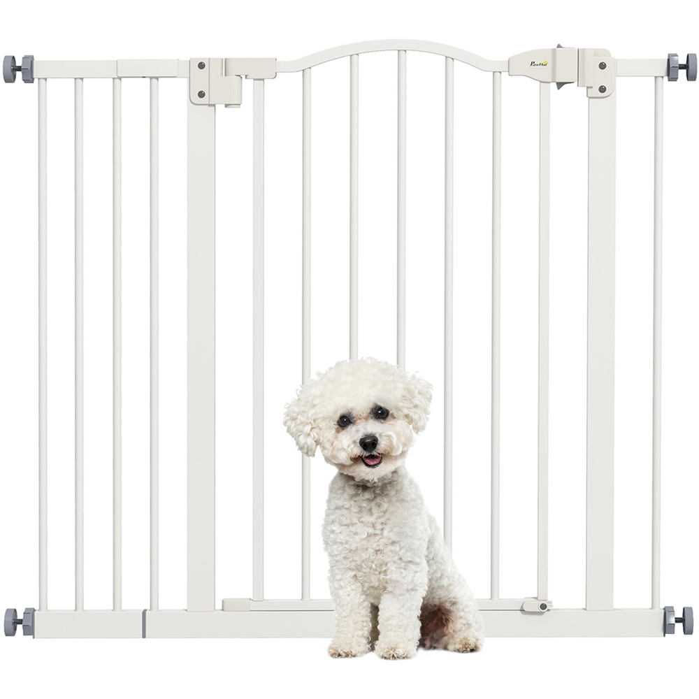 PawHut White 74-94cm Adjustable Metal Pet Safety Gate Image 3