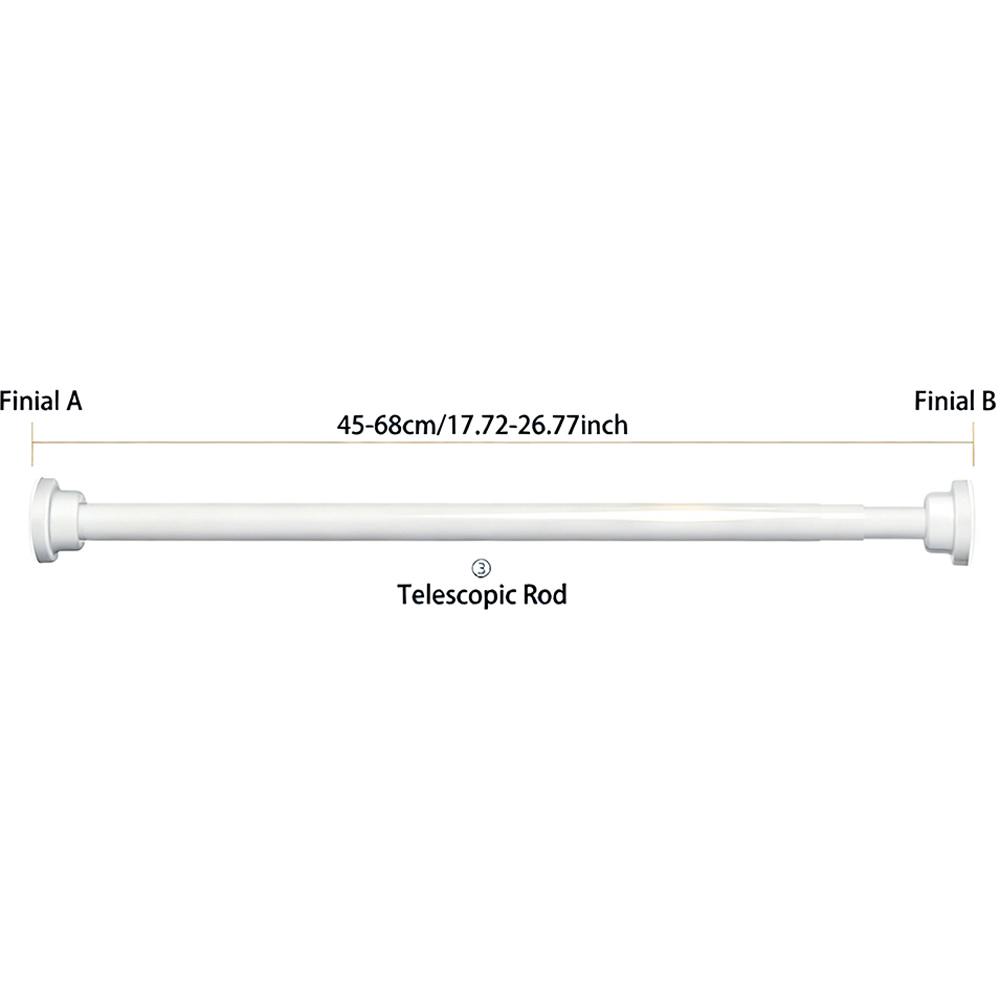 Living and Home 45-68cm White Stainless Steel Telescopic Curtain Rod Image 8