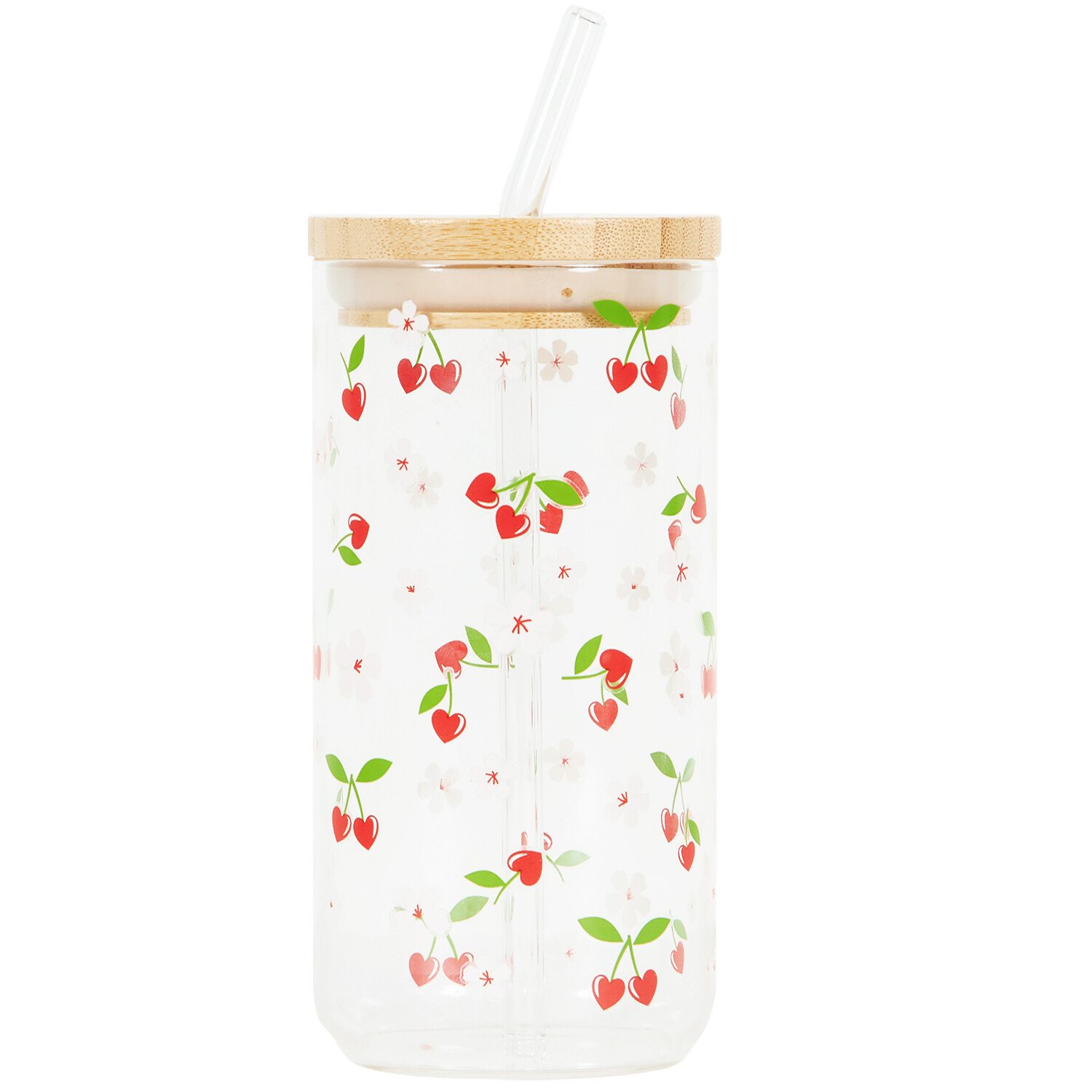 Mon Cheri Jar with Bamboo Lid and Glass Straw - Multicolour Image 1