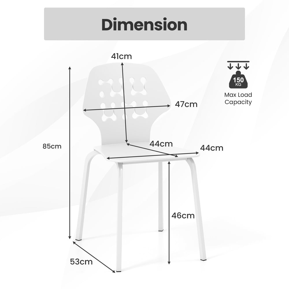 Costway Set of 4 White Hollowed Backrest Dining Chairs Image 9