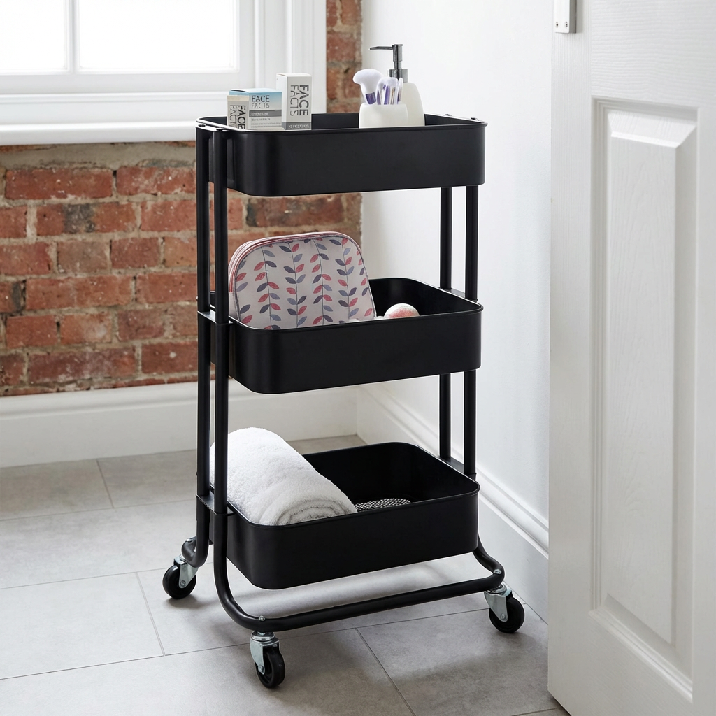 Matt Black 3 Tier Storage Trolley Image 7