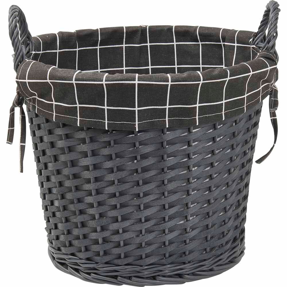 Wilko Grey Round Wicker Basket Image 1