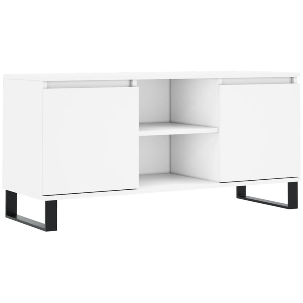 vidaXL 2 Door 2 Shelf White TV Cabinet Image 2