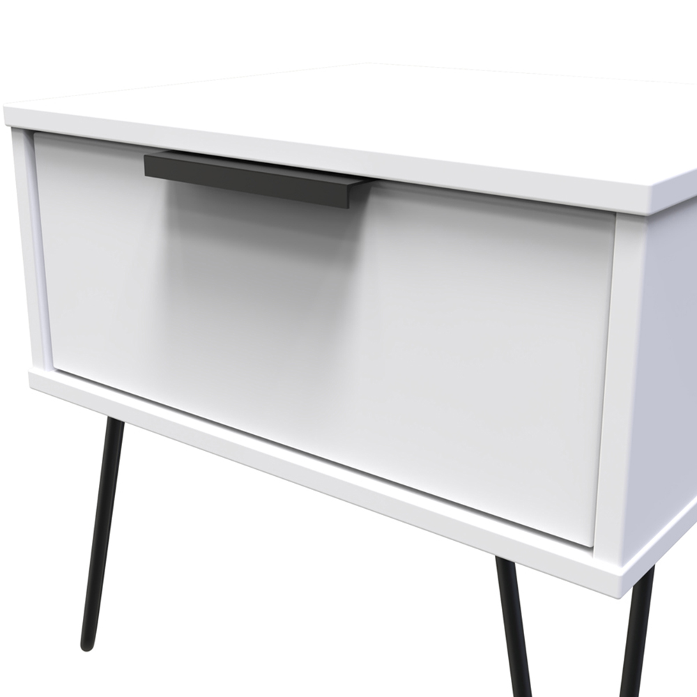 Crowndale Hong Kong Single Drawer Matt White Wide Side Table Ready Assembled Image 4