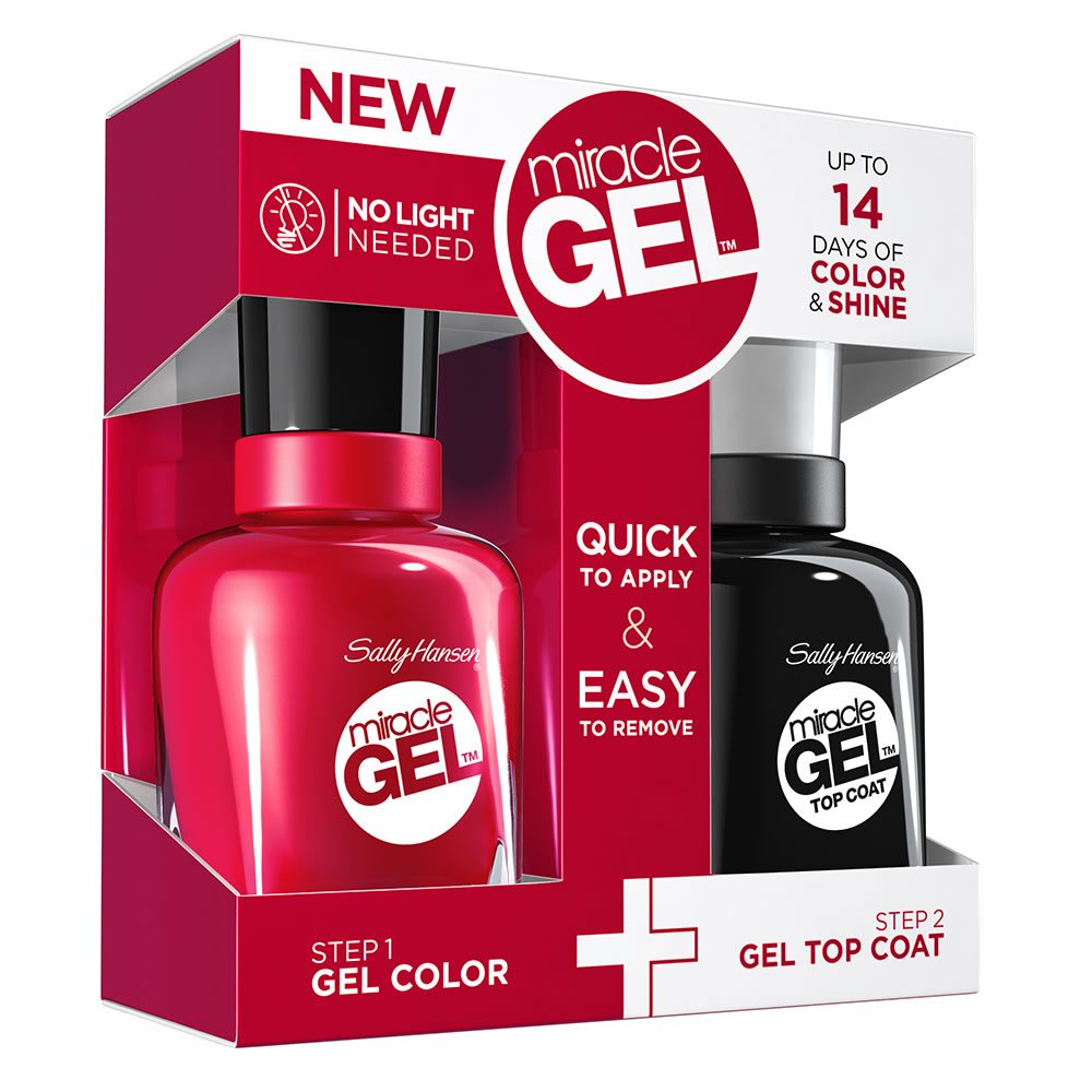 Sally Hansen Miracle gel Duo Top Coat and Nail Polish Red Eye 2 pack Image
