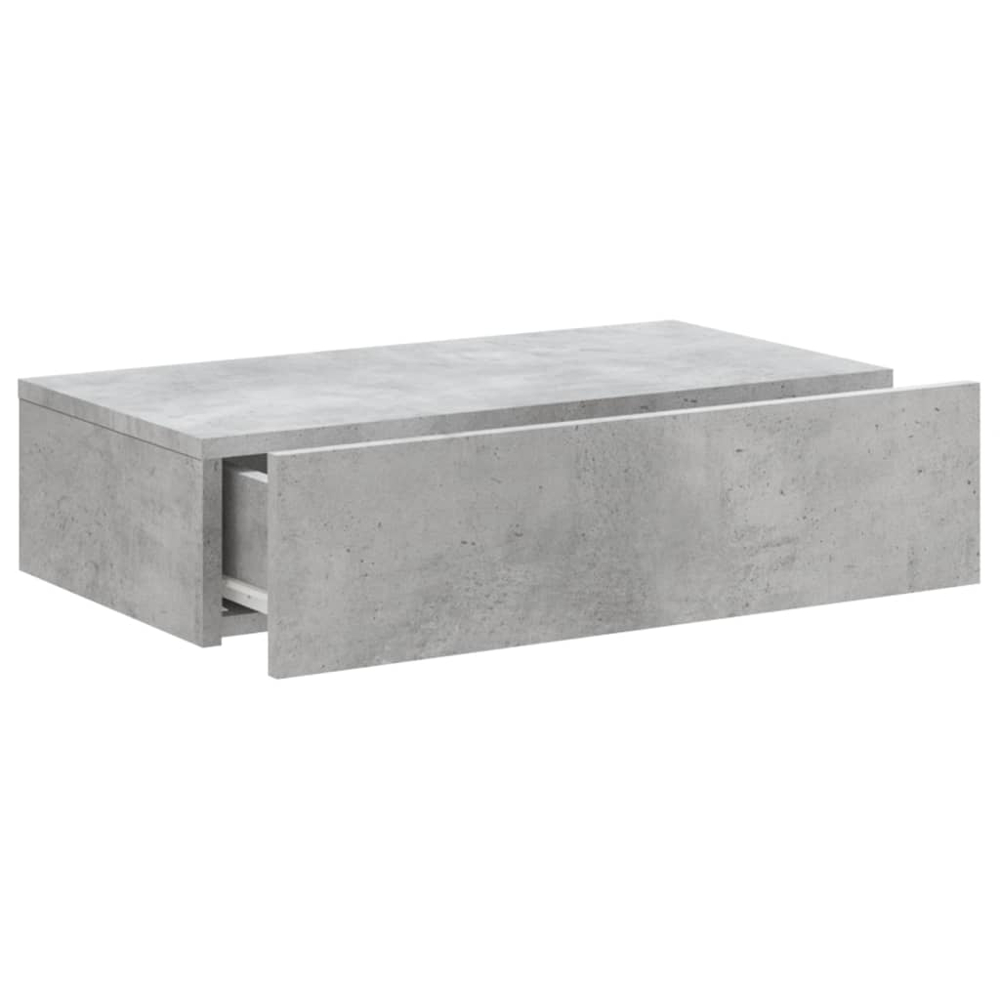 vidaXL Single Drawer Concrete Grey Wall Mounted TV Cabinet with LED Lights Image 5