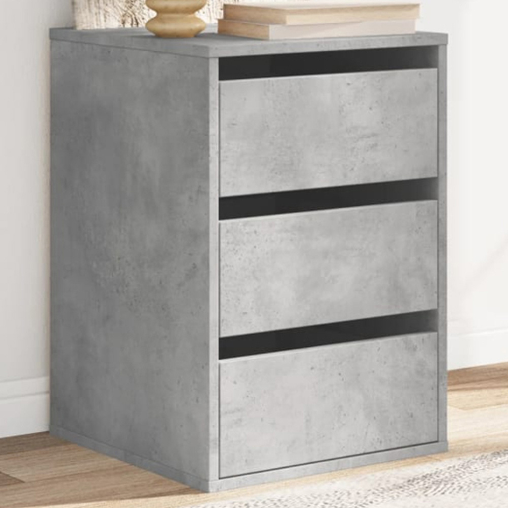 vidaXL 3 Drawer Concrete Grey Wooden Chest of Drawers Image 1