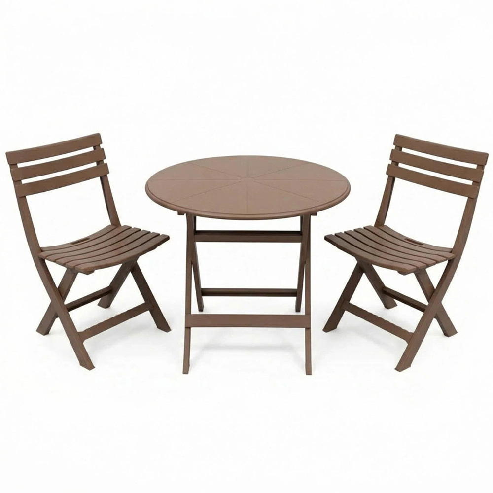 Alivio 2 Seater Brown Foldable Bistro Set Image 2