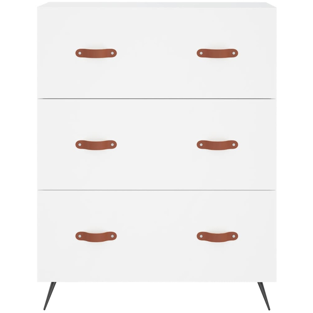 vidaXL 2 Glass Door 3 Drawer White Highboard Image 8