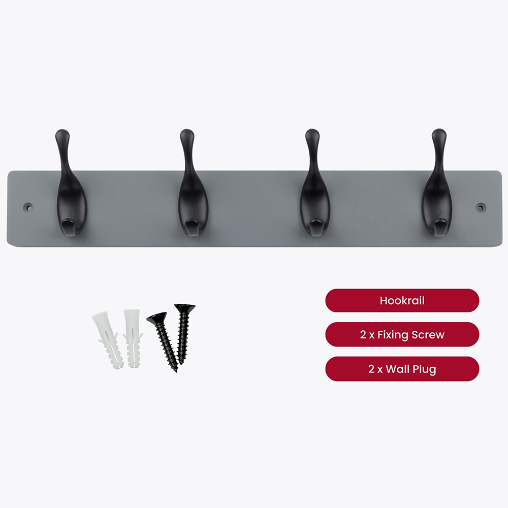 Headbourne Grey and Black 4 Hook Coat Rail Image 3