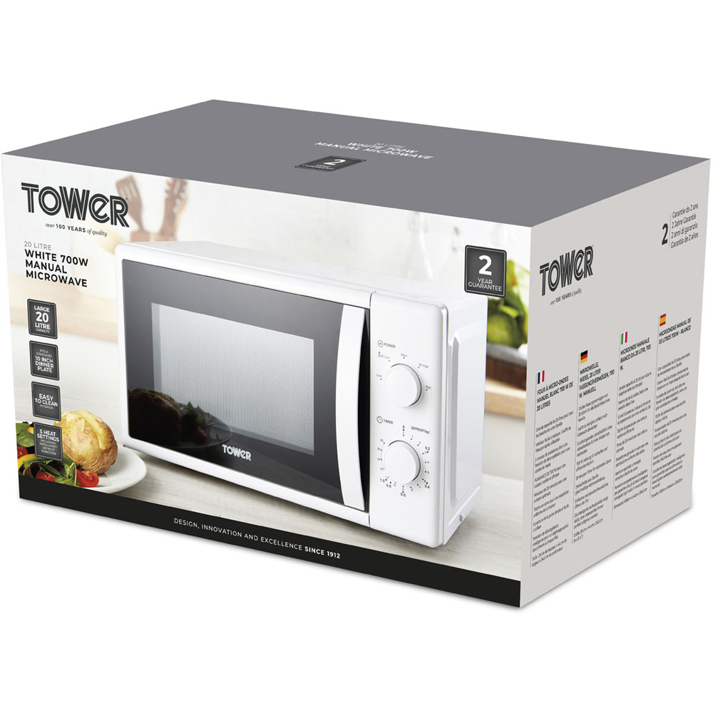 Tower T24034WHT White 20L Manual Microwave 700W Image 3