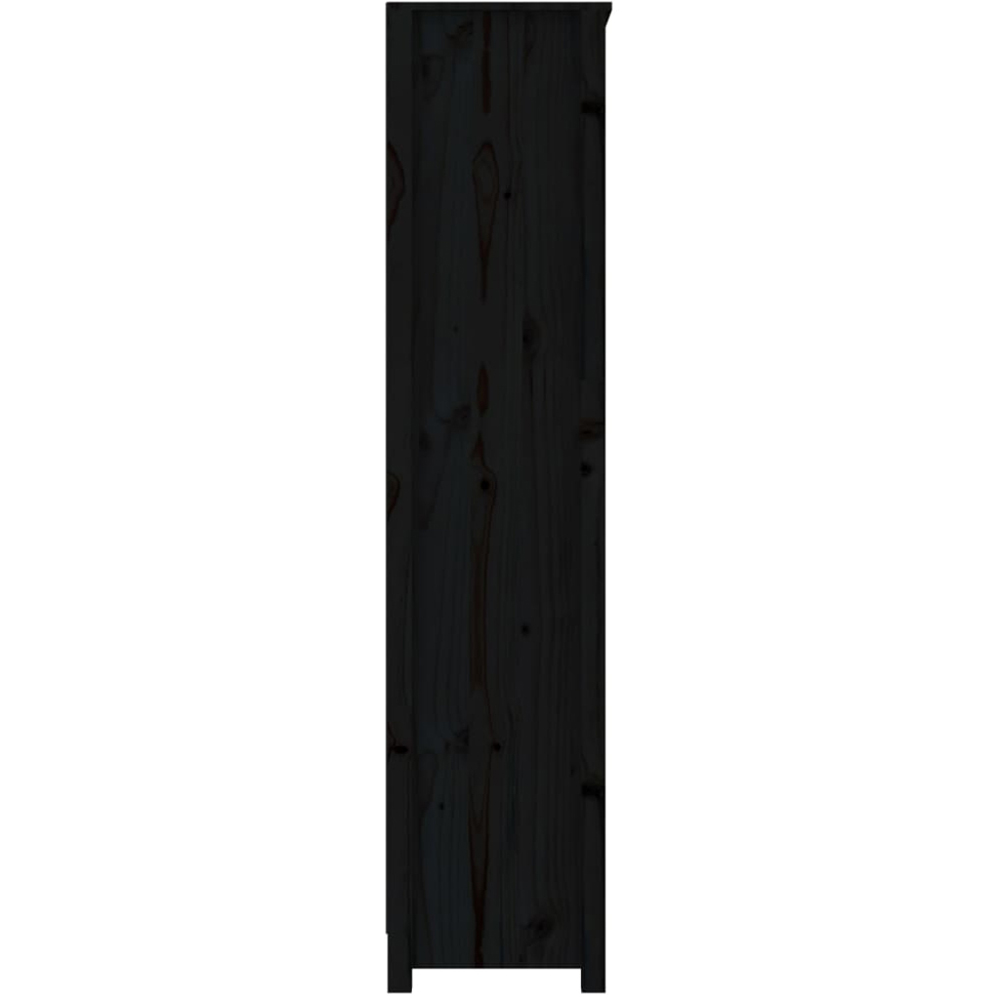 vidaXL 5 Shelf Black Solid Pine Wood Bookcase Image 5