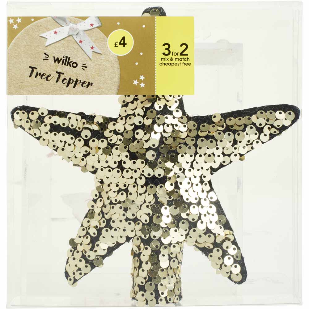 Wilko Luxe Sparkle Gold Sequin Star Tree Topper Image 2
