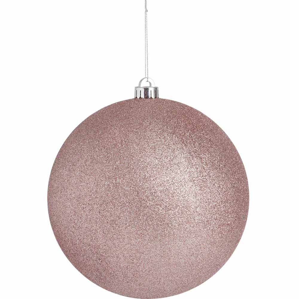 Wilko Cocktail Kisses Pink Glitter Bauble 200mm Image 1